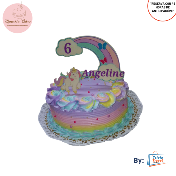 Pastel de Vainilla con Merengue multicolor