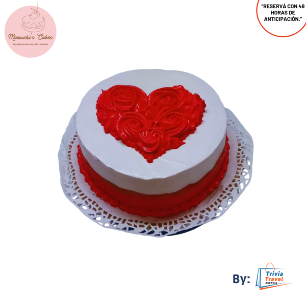 Pastel de Vainilla con Merengue rojo y blanco