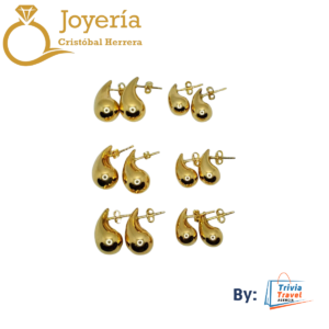 Aretes pegados tipo Lagrímas de10K original Nuevo